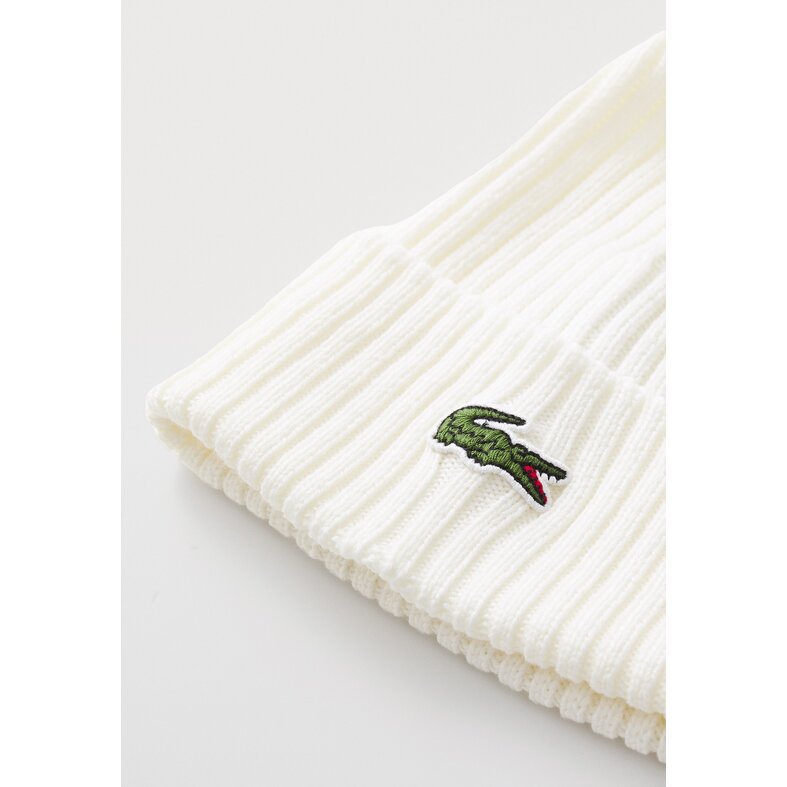 Lacoste Lacoste Beanie Ribbed Ladies Men's Hat Wool White