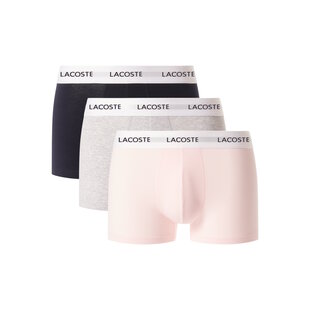 Lacoste Heren Boxershorts Trunks 3-Pack Lichtroze/Grijs/Navy Blauw