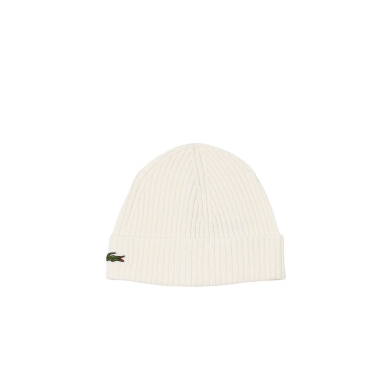 Lacoste Lacoste Beanie Ribbed Ladies Men's Hat Wool White