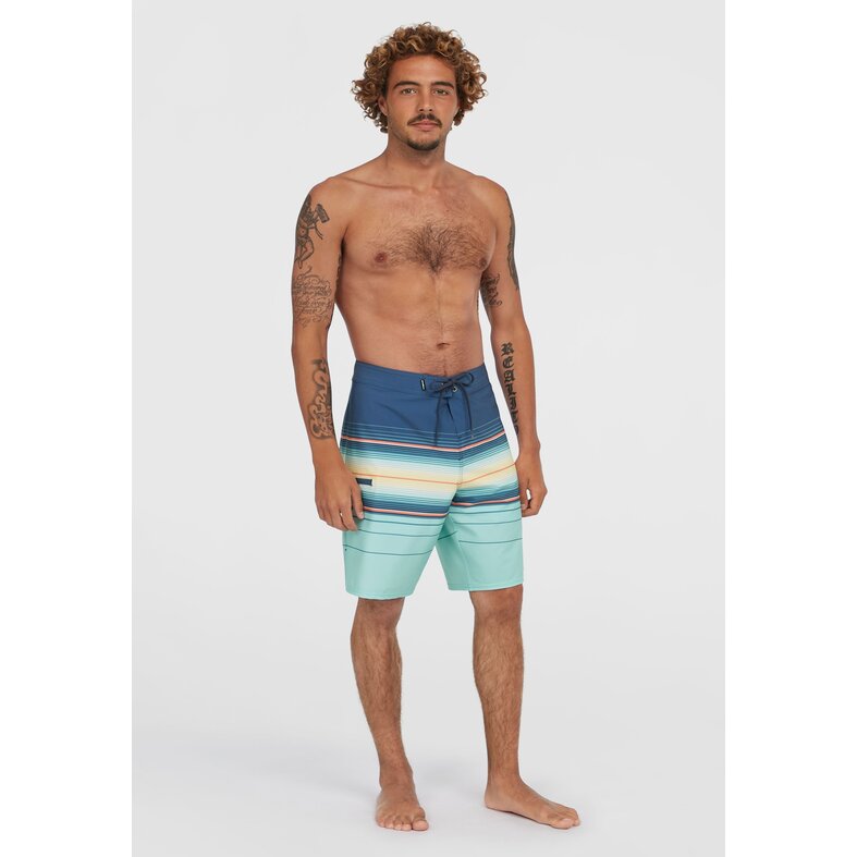 O'Neill O'Neill Heren Boardshort Lang Zwemshort Hyperfreak Heat Stripe 21" Donkerblauw/Blauw Gestreept