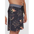 O'Neill O'Neill Men's Boardshort Long Swim Short Hyperfreak Mysto Scallop 19" Black Palm Print