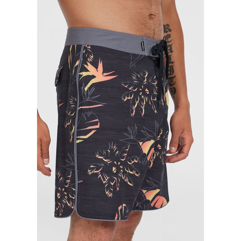 O'Neill O'Neill Heren Boardshort Lang Zwemshort Hyperfreak Mysto Scallop 19" Zwart Palm Print