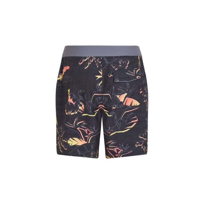 O'Neill O'Neill Men's Boardshort Long Swim Short Hyperfreak Mysto Scallop 19" Black Palm Print