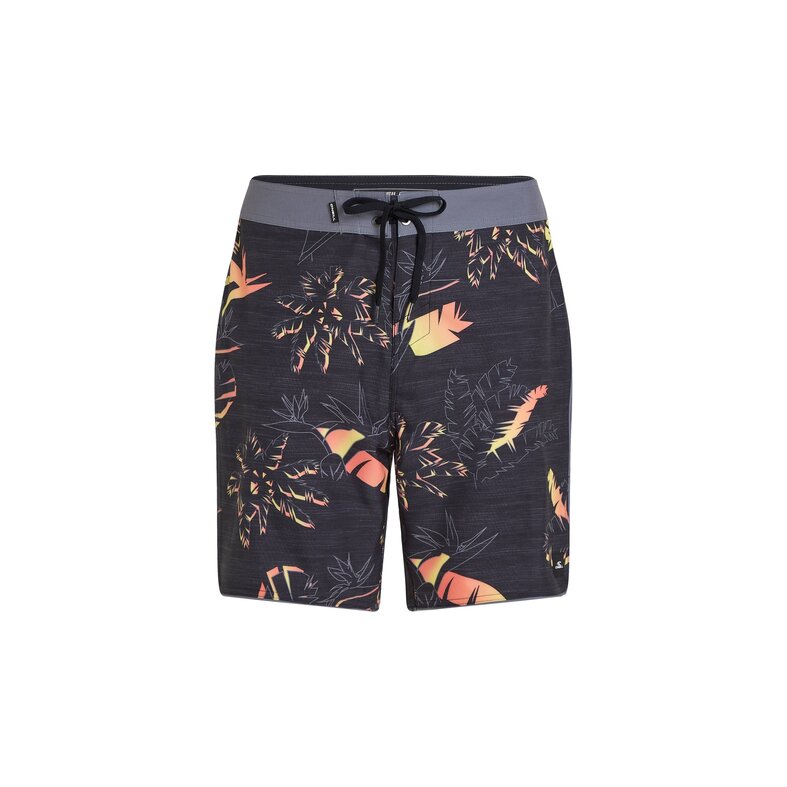 O'Neill O'Neill Men's Boardshort Long Swim Short Hyperfreak Mysto Scallop 19" Black Palm Print