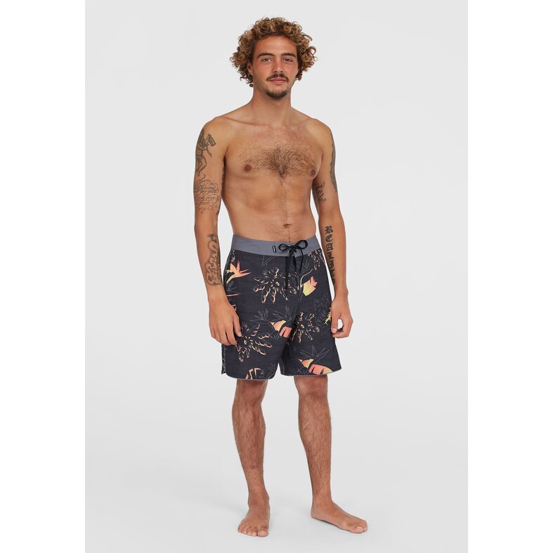 O'Neill O'Neill Heren Boardshort Lang Zwemshort Hyperfreak Mysto Scallop 19" Zwart Palm Print