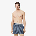 Lacoste Lacoste Men's Wide Boxer Shorts Cotton Monogram Print/Even 3-Pack Navy Blue/Light Blue