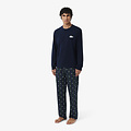 Lacoste Lacoste Heren Lange Popeline Pyjama Set Geruit  Donkerblauw/Donkergroen
