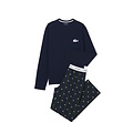 Lacoste Lacoste Heren Lange Popeline Pyjama Set Geruit  Donkerblauw/Donkergroen