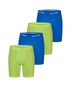 Happy Shorts Men's Long-Sleeve Boxer Briefs 4-Pack Neon Lime/Blue
