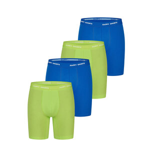 Happy Shorts Heren Boxershorts Met Lange Pijpen Boxer Briefs 4-Pack Neon Lime/Blauw