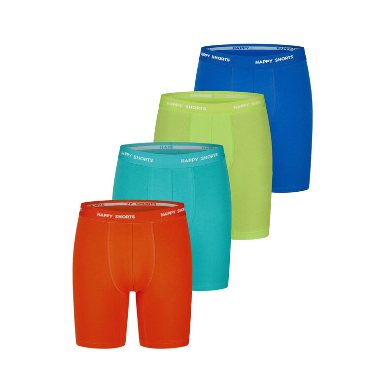 Happy Shorts Happy Shorts Men's Long-Sleeve Boxer Briefs 4-Pack Neon Green/Blue/Lime/Orange