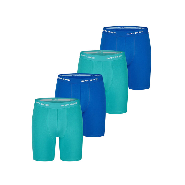 Happy Shorts Happy Shorts Men's Long-Sleeve Boxer Briefs 4-Pack Neon Green/Blue