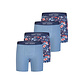 Happy Shorts Happy Shorts Heren Boxershorts Met Lange Pijpen Boxer Briefs 4-Pack Hawaii Gebloemd/Blauw