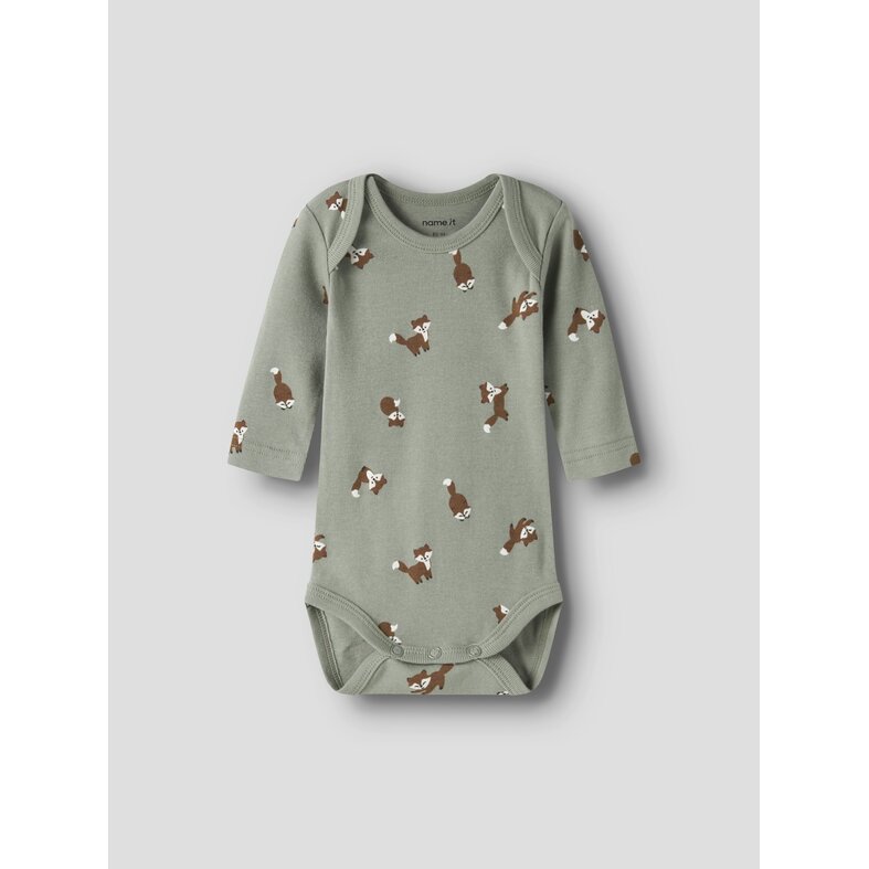 Name It Name It Jongens Kinder Bodysuit NBMBODY 3-Pack Effen Grijs/Beige/Groen Vosprint