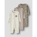 Name It Name It Kinder Bodysuit Unisex NBNNIGHT 3-Pack Beige/Roze/Groen Vosprint