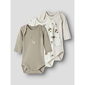 Name It Name It Unisex Kinder Bodysuit NBNBODY 3-Pack Beige/Wit Dierenprint