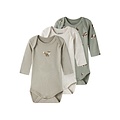 Name It Name It Boys' Bodysuit NBMBODY 3-Pack Solid Gray/Beige/Green Fox Print
