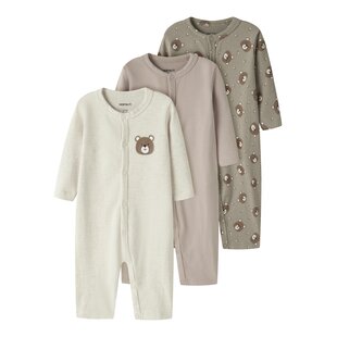 Name It Kids Bodysuit Unisex NBNNIGHT 3-Pack Beige/Pink/Green Fox Print