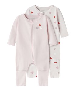 Name It Girls Kids Bodysuit NBFNIGHTSUIT 2-Pack Hearts Pink