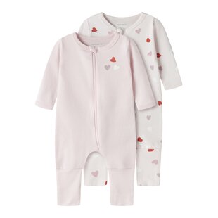 Name It Girls Kids Bodysuit NBFNIGHTSUIT 2-Pack Hearts Pink