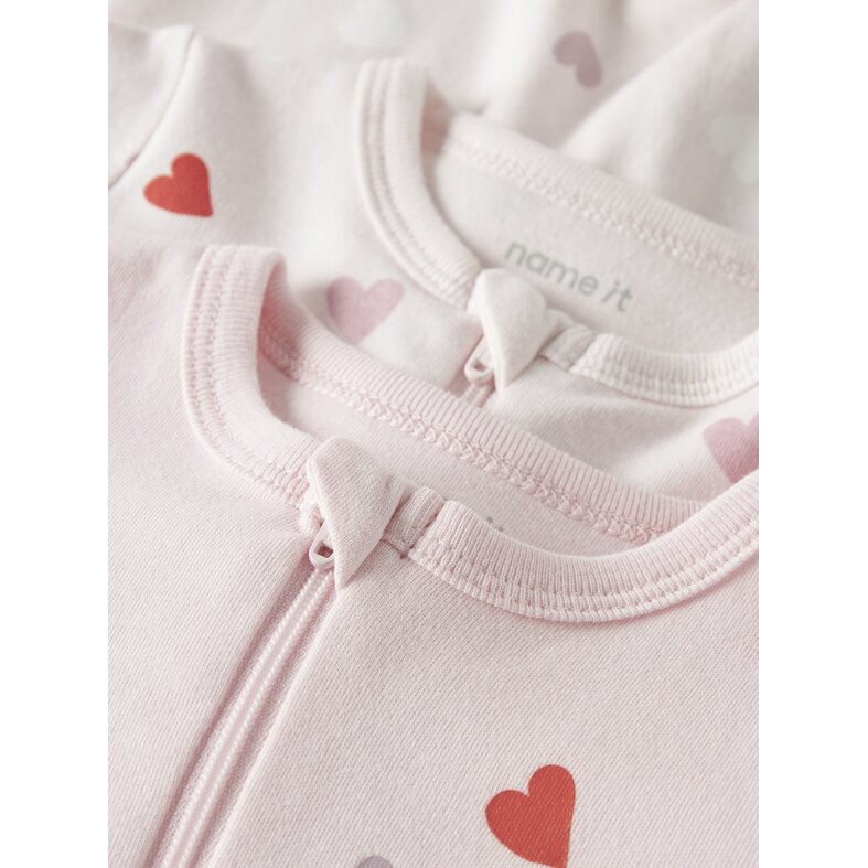 Name It Name It Meisjes Kinder Bodysuit NBFNIGHTSUIT 2-Pack Hartjes Roze