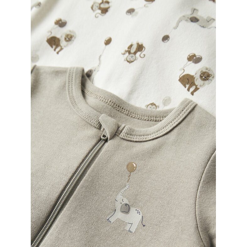 Name It Name It Unisex Kinder Bodysuit NBNNIGHTSUIT 2-Pack Beige Dierenprint