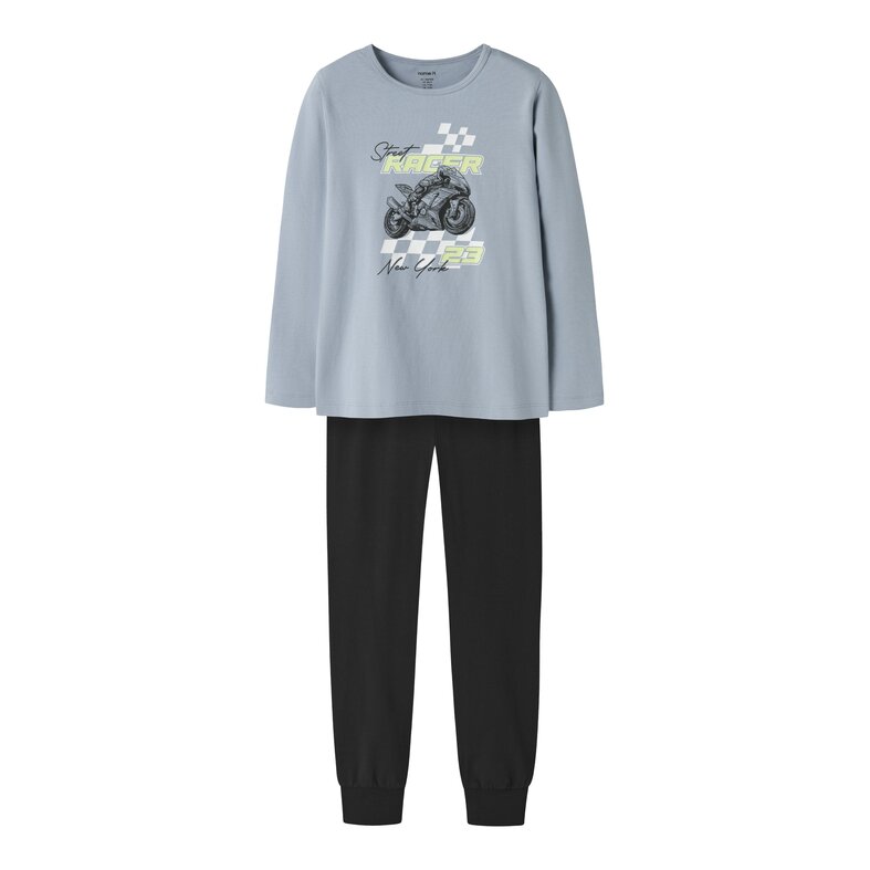 Name It Name It Jongens Pyjama Set NKMNIGHTSET Lichtblauw/Zwart