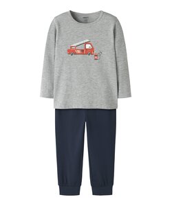 Name It Jongens Pyjama Set NMMNIGHTSET Brandweer Grijs/Donkerblauw