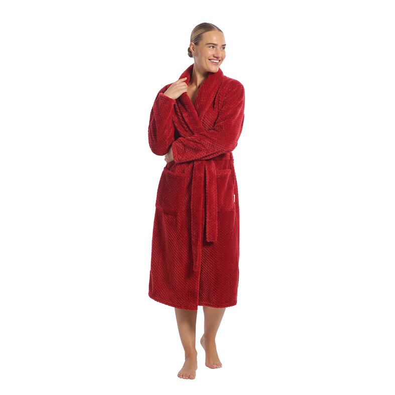 Ten Cate Ten Cate Dames Badjas Fleece Effen Rood