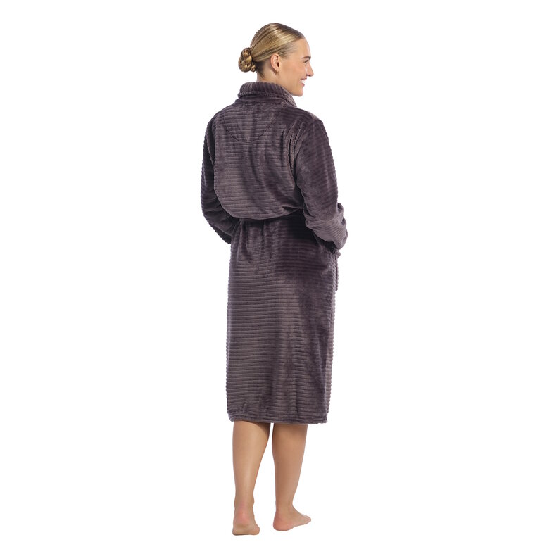 Ten Cate Ten Cate Ladies Bathrobe Fleece Plain Dark Gray