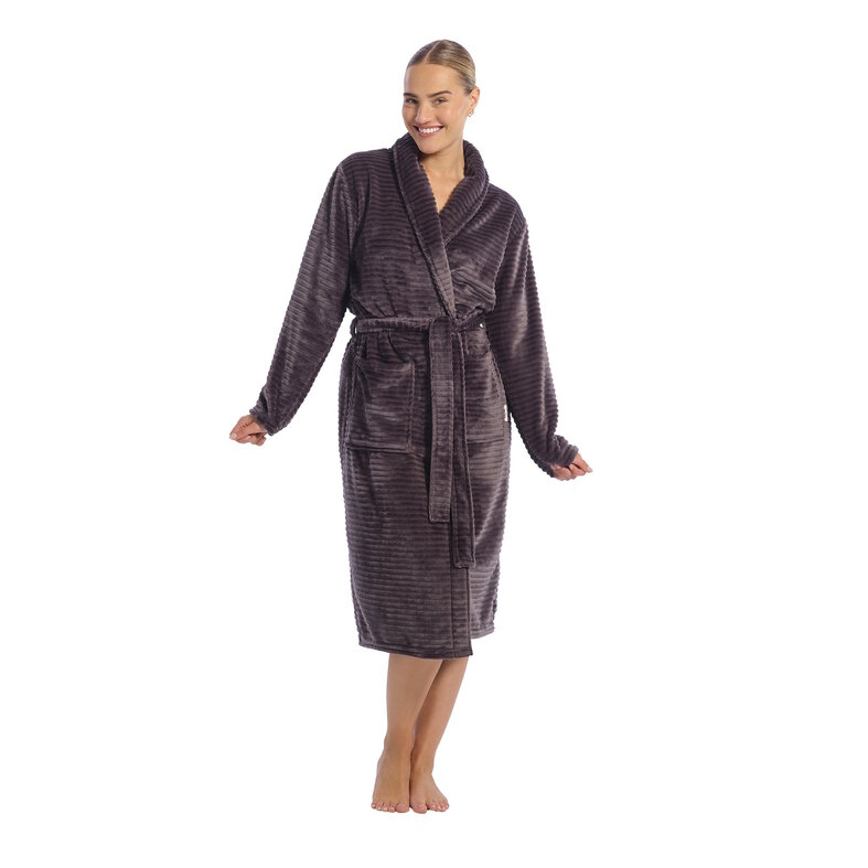 Ten Cate Ten Cate Ladies Bathrobe Fleece Plain Dark Gray