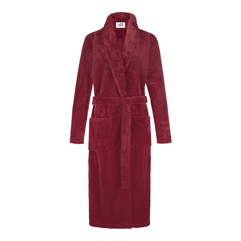 Ten Cate Ten Cate Dames Badjas Fleece Effen Rood