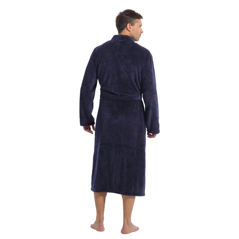 Ten Cate Ten Cate Heren Badjas Fleece Effen Donkerblauw