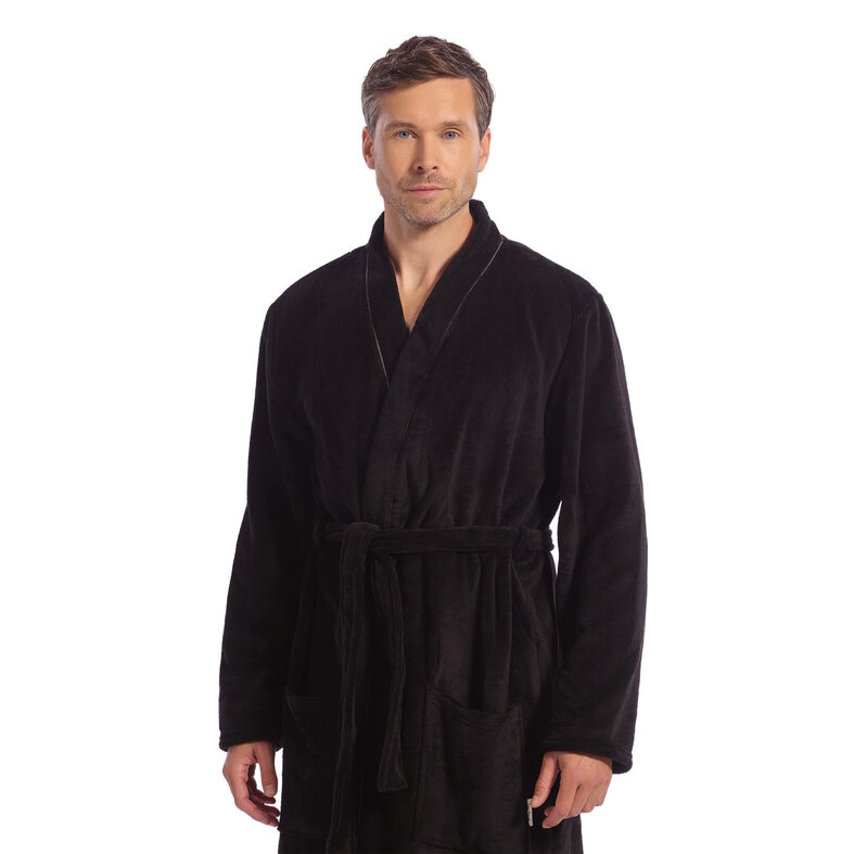 Ten Cate Ten Cate Heren Badjas Fleece Effen Zwart