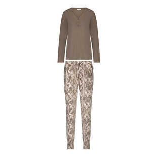 Ten Cate Ladies Pyjama Set Long Sleeve Brown Animal Print