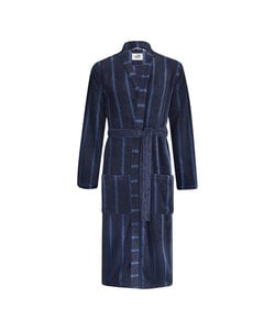 Ten Cate Heren Badjas Fleece Donkerblauw/Blauw Gestreept