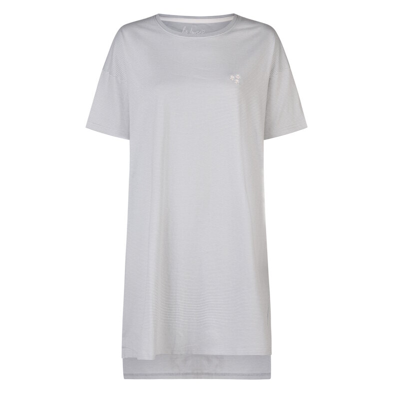 By Louise By Louise Dames Nachthemd Korte Mouw Lichtblauw Gestreept