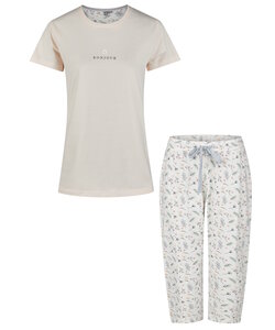 By Louise Ladies Capri Pyjamas Three Quarter Orange/White Floral