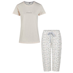 By Louise Ladies Capri Pyjamas Three Quarter Orange/White Floral