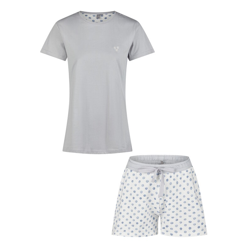 By Louise By Louise Ladies Short Pajama Set Shortama Blue/White Dotted