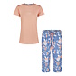 By Louise By Louise Ladies Capri Pyjama Set Three Quarter Orange/Blue Floral