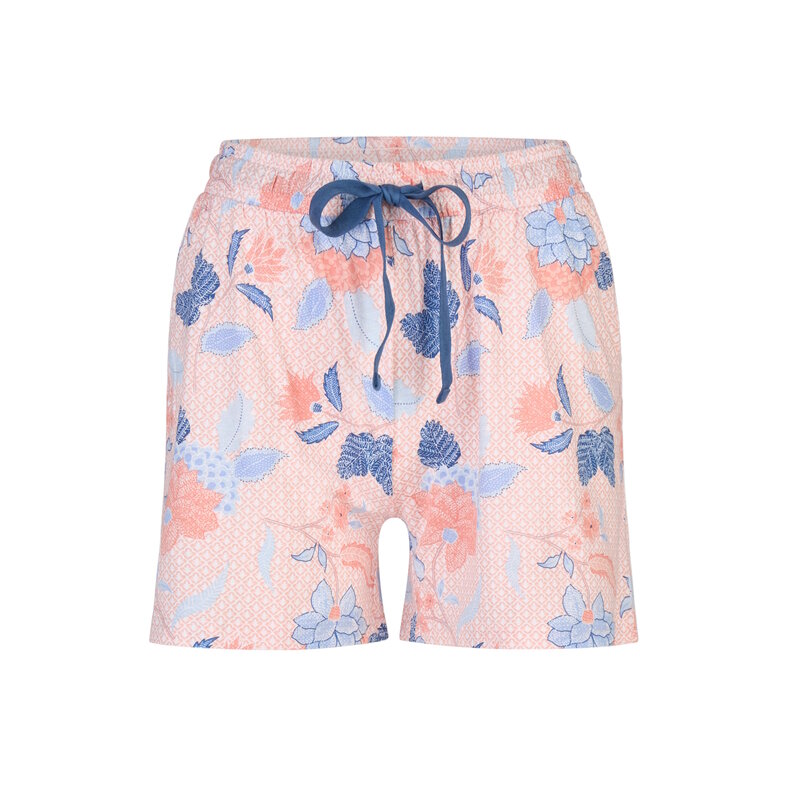 By Louise By Louise Dames Korte Pyjama Set Shortama Blauw/Roze Gebloemd