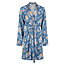 By Louise By Louise Dames Kimono Ochtendjas Bamboe Viscose Blauw/Oranje Gebloemd