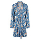 By Louise By Louise Ladies Kimono Morning Gown Bamboo Viscose Blue/Orange Floral