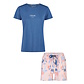 By Louise By Louise Dames Korte Pyjama Set Shortama Blauw/Roze Gebloemd