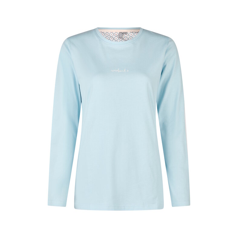 By Louise By Louise Dames Pyjama Set Lang Blauw/Wit Print