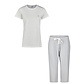 By Louise By Louise Dames Capri Pyjama Driekwart Wit/Blauw Gestreept