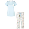 By Louise By Louise Ladies Capri Pyjama Set Three Quarter Blue/White Floral