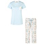 By Louise By Louise Dames Capri Pyjama Set Driekwart Blauw/Wit Gebloemd