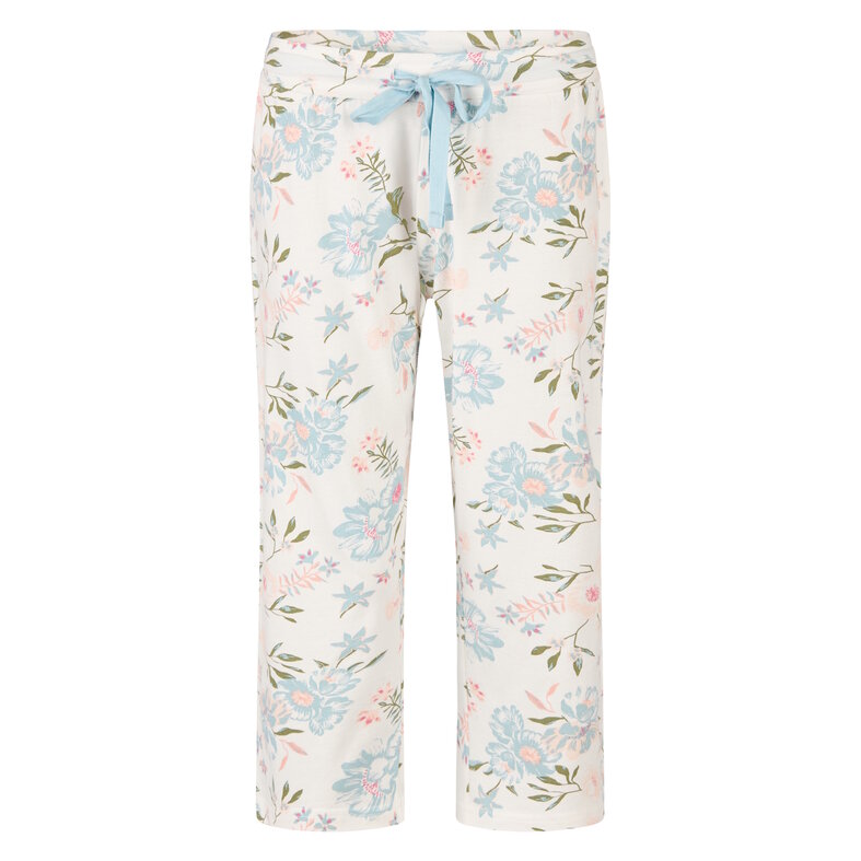 By Louise By Louise Dames Capri Pyjama Set Driekwart Blauw/Wit Gebloemd